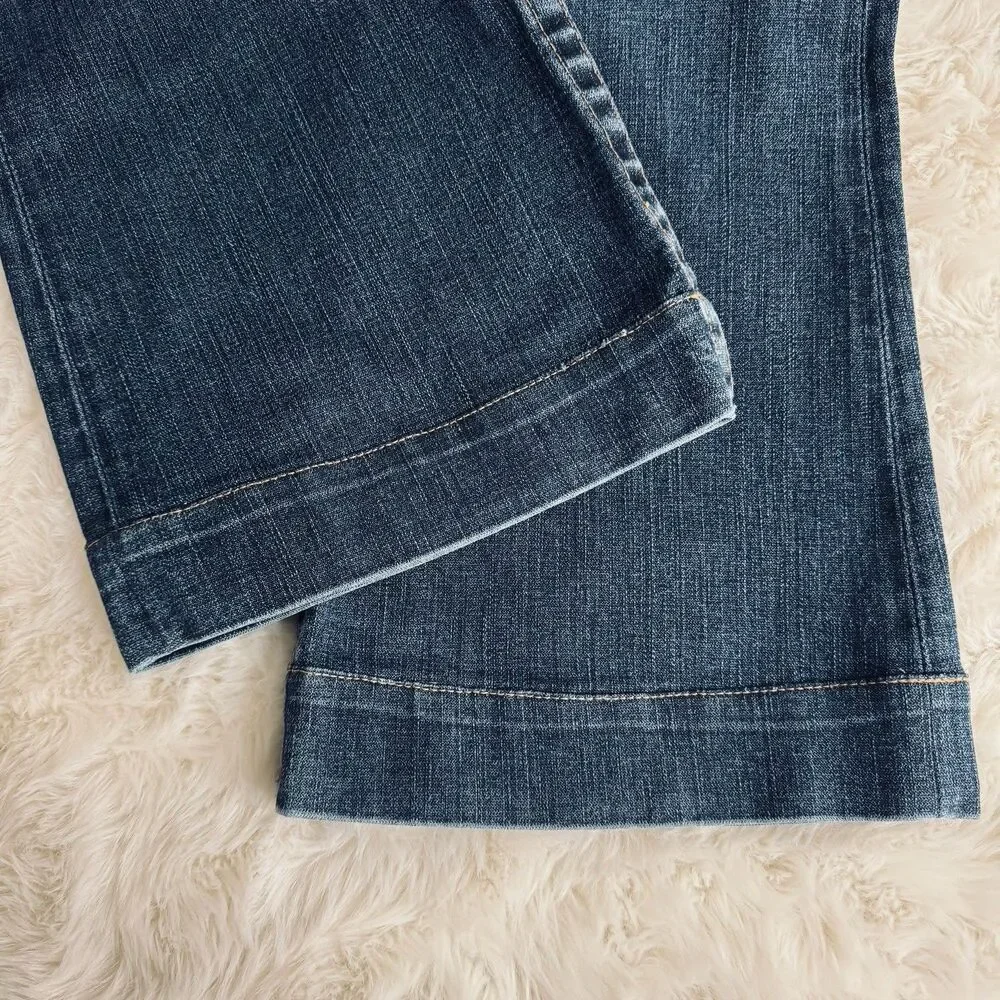 True Religion Candice Trouser Flared Low Rise Jeans 30 (32x30.5) Blue Womens